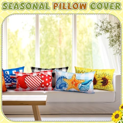 Mindsoft 14 Pcs Seasonal Holiday Pillow Cover 12 x 20 Inch Spring Patriotic Summer Lumbar Throw Pillow Covers Holiday Decorative Rectangle Throw Pillowcase for Home Office Sofa Decoration - Image 4