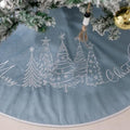 CROWNED BEAUTY 48 Inch Blue Velvet Christmas Tree Skirt, Tree Embroidery by CrownedBeauty