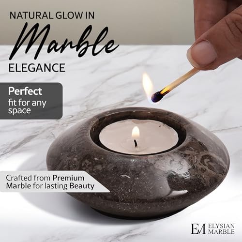Tea Light Candle Holders Set of 3 – Handcrafted Natural Marble Tealight & Votive Holders in Graduated Sizes (4", 3.5", 3"), Decorative Stone Candle Holders for Home Décor & Table Centerpieces - Image 2