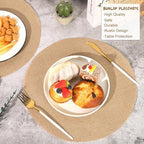 Aneco 50 Pieces Round Burlap Placemats 13.78 Inch Reusable Brown Table Mats Heat Resistant Natural Jute Fibers Placemats Burlap Circle Rustic Table Decorations for Dinner Holiday Farmhouse Decor - Image 4