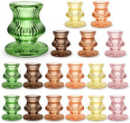 Glass Candlestick Holders -18 Pack Tapered Candle Holder Decor Bulk by Ovveroche