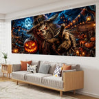 Halloween Garage Door Banner 7x16 FT - Scary Scarecrow Pumpkin Patch Backdrop Cover, Evil Skull Monster Reaching Hand Hanging Decor for Double Car Garage Door Outdoor Yard Haunted House Party - Image 7