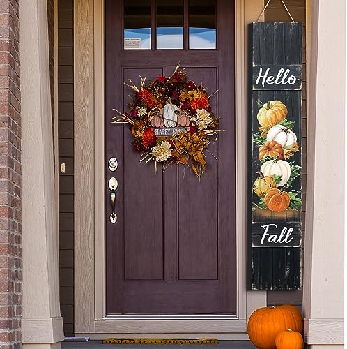 Dandat Hello Fall Porch Sign Thanksgiving Welcome Decor 47", Dark Color - Image 4