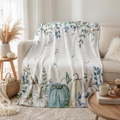Blue Pumpkin Flannel Throw Blanket 80X60in - Image 3