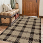 JTJ Easy Jute 4x6 Country Rug, Black & Tan Plaid, Washable by JTJ