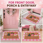 Tinideya 2 Pcs Pink Christmas Layered Doormat Set, Holiday Front Door Mats - Image 4