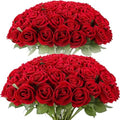Cliselda 72pcs Red Roses Artificial Velvet Silk Flower Bulk for Home Decor by Showthebeautyoflife