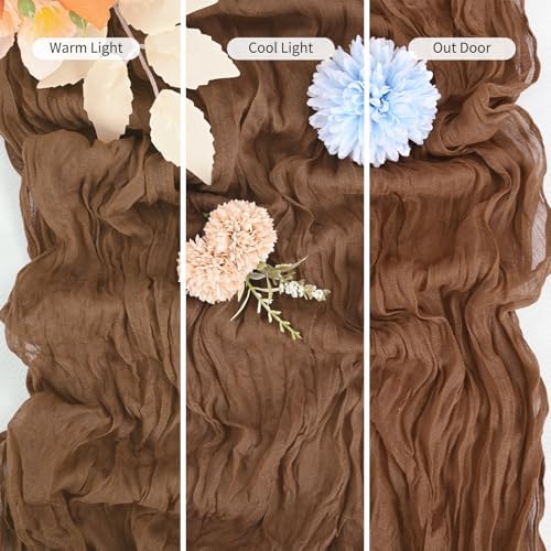 16 Pack Brown Table Runner 10FT Cheesecloth Table Runner Boho Gauze Table Runners Long Rustic Sheer Fabric Table Runners for Wedding Party Bridal Shower Farmhouse & Home Decor - Image 5