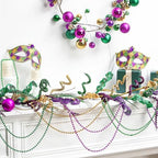 Suncalla 6 ft Mardi Gras Garland Purple Green Gold Glitter Garland Mardi Gras Hanging Decorations for Front Door Carnival Party Wreaths Home Indoor Outdoor Fireplace Decor - Image 6