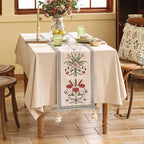 ISAENNE Designer Vintage Linen Extra Long Table Runner,118"x12"-Serenity F - Image 6