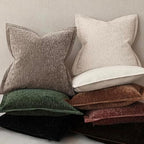 Decorative Chenille Luxury Throw Pillow Covers with Wide Edge, Textured Solid Pillowcases, Soft Velvet Cushion Cover Home Décor for Couch Sofa Chair Bed,18×18 Inch, Set of 2, Light Beige - Image 5