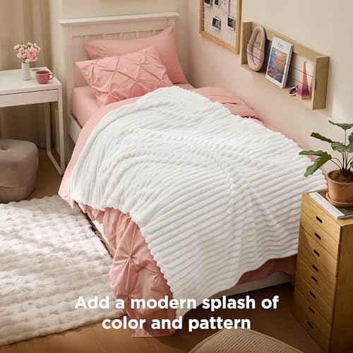 Bedsure Soft Cozy Twin XL Blanket for Bed College Dorm Off White 66"x90" - Image 3