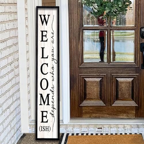 comurdyo Welcome-ish Sign for Front porch Standing 45"X9" Black by comurdyo