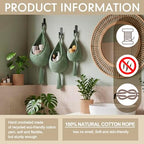 Honeydak 3 Hanging Baskets, Sage Green, Tassel, Cotton Rope - Image 3