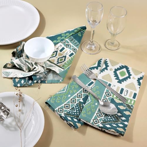 FINGERCRAFT Cloth Napkins Set of 12 Cotton Linen, 20x20 Inch, Free Spirit - Image 4
