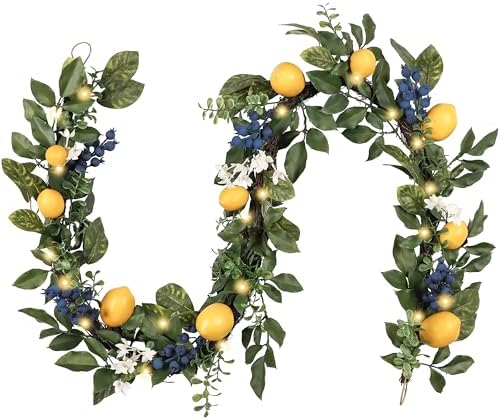 Valery Madelyn 6ft Artificial Lemon Garland for Mantel Summer Decor(Thick) by ValeryMadelyn
