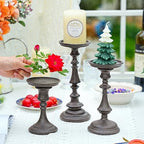 Sungmor Rustic Cast Iron Pillar Candle Holder, 5.9 Inches Tall - Image 5