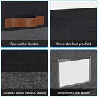 GhvyenntteS Extra Large Storage Bins with Lids, Foldable Fabric Storage Boxes with Lids and Handles, Storage Baskets with Lid and Label for Home Office (3 Pack, Grey&Black, 15.75" x 11.8" x 10.2") - Image 4