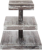 MyGift 3 Tier Cupcake Stand, Torched Wood Dessert Display Stand, Tiered Tray for Cakes, Appetizers Party Table Decor, Farmhouse Serving Tower - Image 6