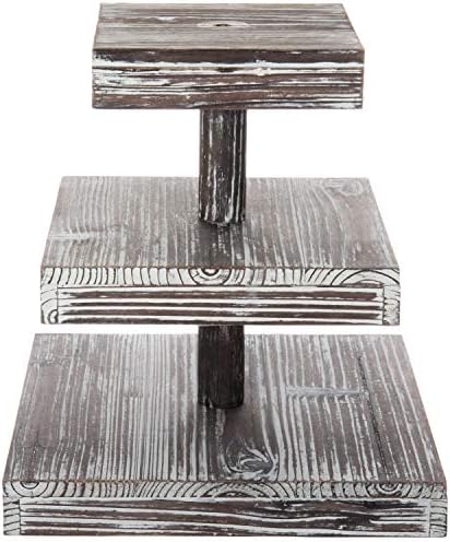 MyGift 3 Tier Cupcake Stand, Torched Wood Dessert Display Stand, Tiered Tray for Cakes, Appetizers Party Table Decor, Farmhouse Serving Tower - Image 6
