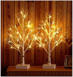Hairui Pre-lit Tabletop Birch Tree with Timer 24LED 18IN Battery Operated for Christmas Father's Day Party Decoration 2 Sets by Hairui