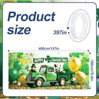 13x6 ft St. Patrick’s Day Truck Garage Door Banner - Green Truck with Shamrocks & “Happy St. Patrick‘s Day” Backdrop, Hanging Holiday Decor for March 17th Irish Party Outdoor Wall Sign - Image 2