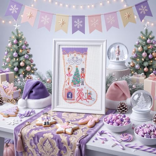 Janinka 24 Pcs Christmas Stocking Nutcracker 18 Mesh Needlepoint Canvas Kit - Image 6