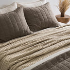EVERGRACEHOME Chunky Chenille Knit Throw Blanket, 90 x 90, Sand Dune - Image 3