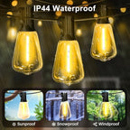 LAMPHOME 4-Pack 26Ft ST38 Outdoor String Lights, Warm Yellow Edison LED Patio Lights with 12+1 Shatterproof Bulbs, Waterproof for Bistro Christmas Party Garden Decor - Image 5
