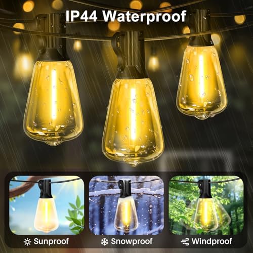 LAMPHOME 4-Pack 26Ft ST38 Outdoor String Lights, Warm Yellow Edison LED Patio Lights with 12+1 Shatterproof Bulbs, Waterproof for Bistro Christmas Party Garden Decor - Image 5