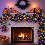 Suncalla 6ft Halloween Bead Garland Black Orange Purple Green Ball Ornament - Image 3