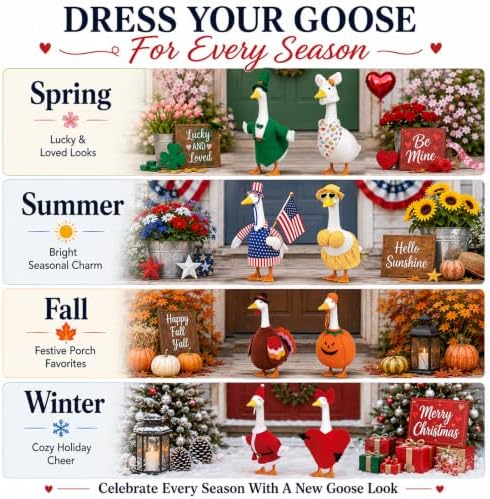 8 Pack Porch Goose Outfits, Seasonal Clothes for 23 Inch Goose Statue - Image 2