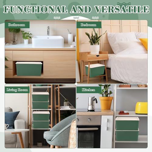 Menkxi 4 Pcs Storage Bins with Lids, Green, Small - Image 6