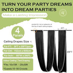 4 Panels 5ft(W) x 20ft(H) Black Ceiling Drapes for Wedding Parties - Image 6