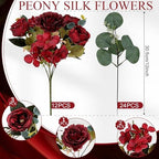 12 Bundles Burgundy Peonies Artificial Flowers for Centerpieces - Image 2