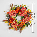 GLLBTPT Fall Wreath Full Handcrafted Autumn Front Door Wreath with Pumpkins Peony Flower Berries for Halloween Thanksgiving Harvest Decoration (Peony Flower) - Image 2