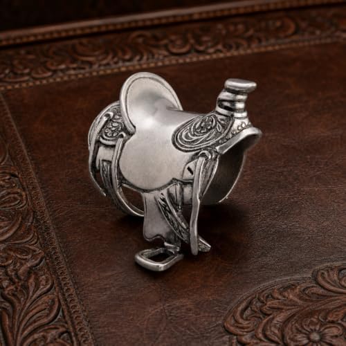 Vagabond House Pewter Cowboy Saddle Napkin Ring Western Frontier Collection 2.5 Inch Tall - Image 3