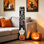 Foutcheou Halloween Sign With Hey Boo Ghost and Bats 47" （Black） - Image 7
