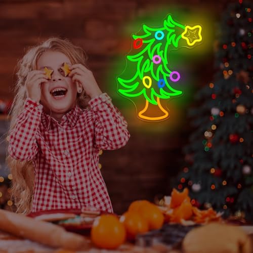 Whimsical Christmas Tree Neon Sign Christmas Neon Sign for Wall Decor Xmas Tree Led Sign Dimmable Xmas Neon Light Up Signs for Holiday Door Window Bedroom Party Home Decoration Winter Bar Porch - Image 7