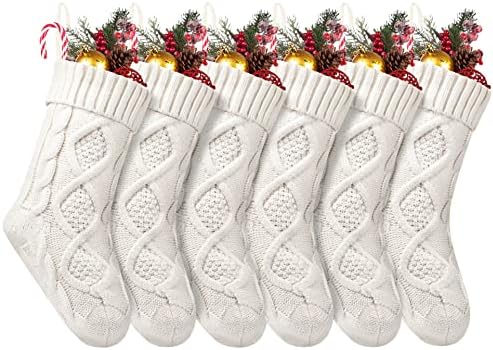 Fesciory Christmas Stockings 6 Pack, 14 Inch Cable Knit Xmas Decor by Fesciory