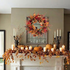 Fall Wreaths for Front Door 22 Inch Autumn Wreath with Burnt Orange Chrysanthemum Peonies Flowers Maple Leaves Farmhouse Fall Wreath for Outdoor Porch Window Thanksgiving Harvest Decor - Image 3