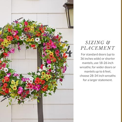 Balsam Hill Outdoor Meadow Spring & Summer Wreath - 28" Premium UV-Protected Floral Door Wreath for Front Door, Patio, Garden & Year-Round Outdoor Display - Image 6