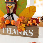 Glitzhome Thanksgiving Table Decoration for Home 11.75"L Thanksgiving Wooden Turkey Table Decor Thanksgiving Table Centerpiece for Autumn Harvest Party Home Kitchen Farmhouse - Image 5