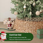 ELYKEN 33 Inch Woven Rattan Christmas Tree Collar, Stylish Seagrass & Water Hyacinth Xmas Tree Skirt for Artificial Trees, Wicker Tree Base Cover with Cord Cut-Out Farmhouse Tree Ring for Home Decor - Image 4