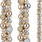 2 Pcs 6 ft Christmas Ball Ornament Garland, Silver, Champagne Gold by Yuxung