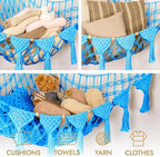 TIDYTEDS Macrame DreamLights Boho Stuffed Animal Storage Net Hammock Extra Large Plush Toy Storage Holder For Small Or Large Plushies BLUE - Image 6
