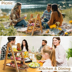 MAJURI 3 Tier Wooden Serving Tray, Halloween Serving Tray, Set of 2 Tongs Free, Tiered Serving Trays for Party, Picnic, Your Perfect Elevated Charcuterie Stand and for 3 Tiered Dessert Stand Lovers - Image 7