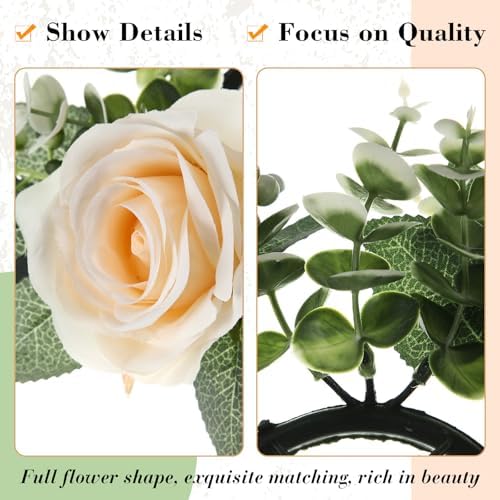 Yunlly 32 Pcs Rose Candle Rings with Candles Sets, Champagne - Image 5