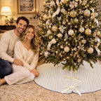 Blueweenly 48 Inch Christmas Tweed Tree Skirt Faux Vintage Linen Cream White Tree Skirt Rustic Farmhouse Trees Skirts for Christmas Trees Winter Holiday Decorations - Image 6