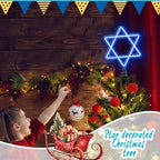 16.3 Inches Star of David Hanukkah Tree Topper Hanukkah Decorations Christmas Star Tree Topper Blue Lights USB Power Supply Suitable for Diwali Birthdays Weddings Parties Christmas Tree - Image 6